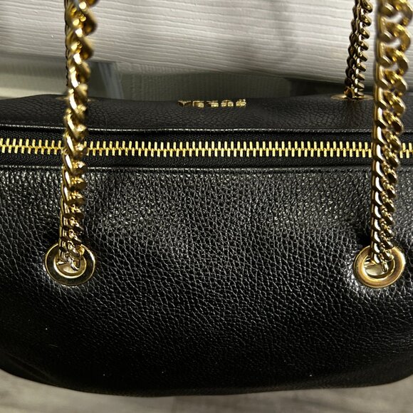 Furla Julia Leather Shoulder Bag with Gold Chain/Black Leather Straps (Black) - Picture 6 of 6